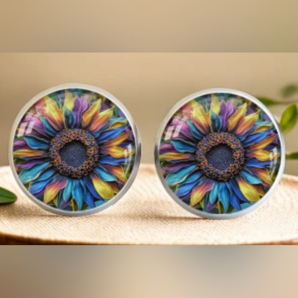 Y2K Colorful Floral Boho Sunflower Stud Gift Earrings(#067)